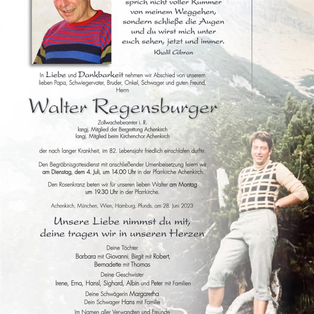 Sterbefall+Walter+Regensburger