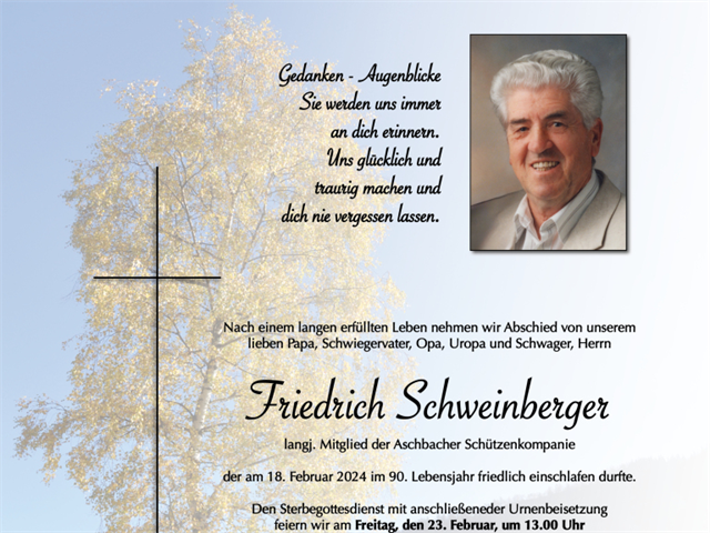 Sterbefall+Schweinberger+Friedrich