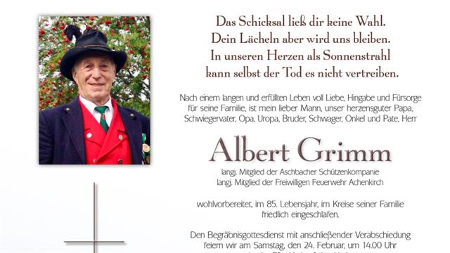 Sterbefall Grimm Albert